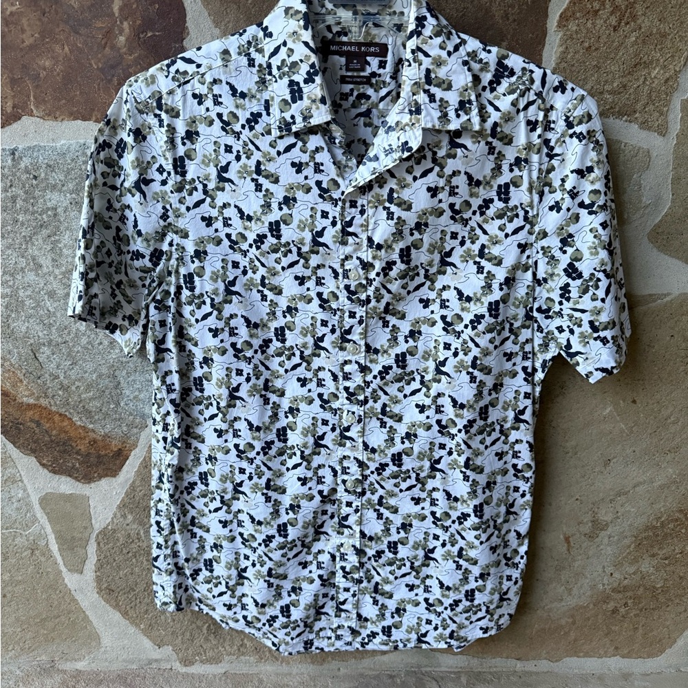 Michael Kors Men's Floral Print Shirt - White and Black